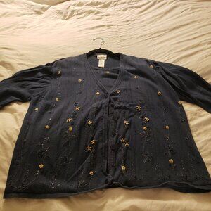 Gently Used Koret Blue with Flowers Woman Sweater